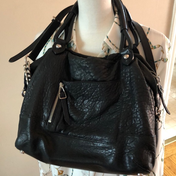 Olivia Harris Handbags - Olivia Harris black textured leather hobo bag